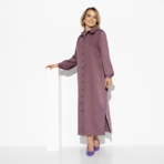 Платье-рубашка Стильный каприз (brown rose, с поясом). Состав: 100% п/э