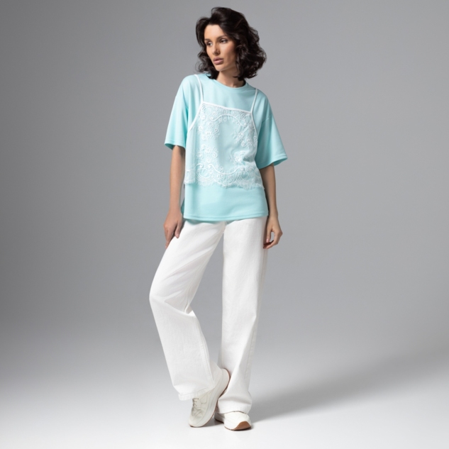 Футболка Модный тандем (мятный 2 в 1) 