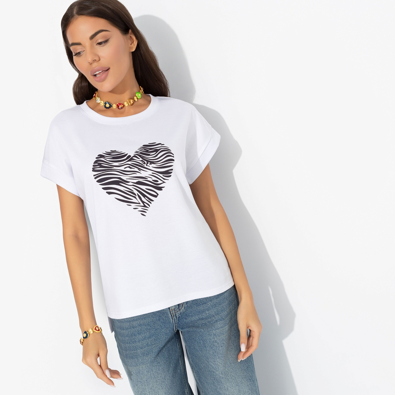 Футболка Оттенок настроения (heart). Состав: 65% п/э, 30% вискоза, 5% стрейч