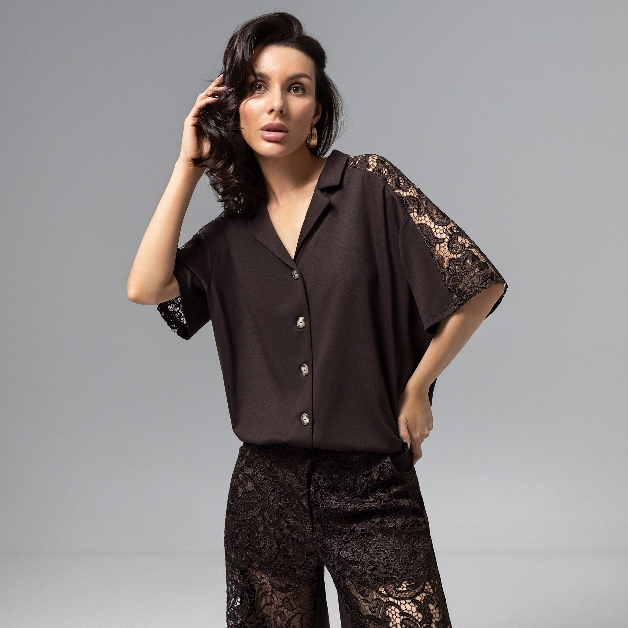 Стильное дежавю (горький шоколад). Состав: 65% п/э, 30% вискоза, 5% спандекс