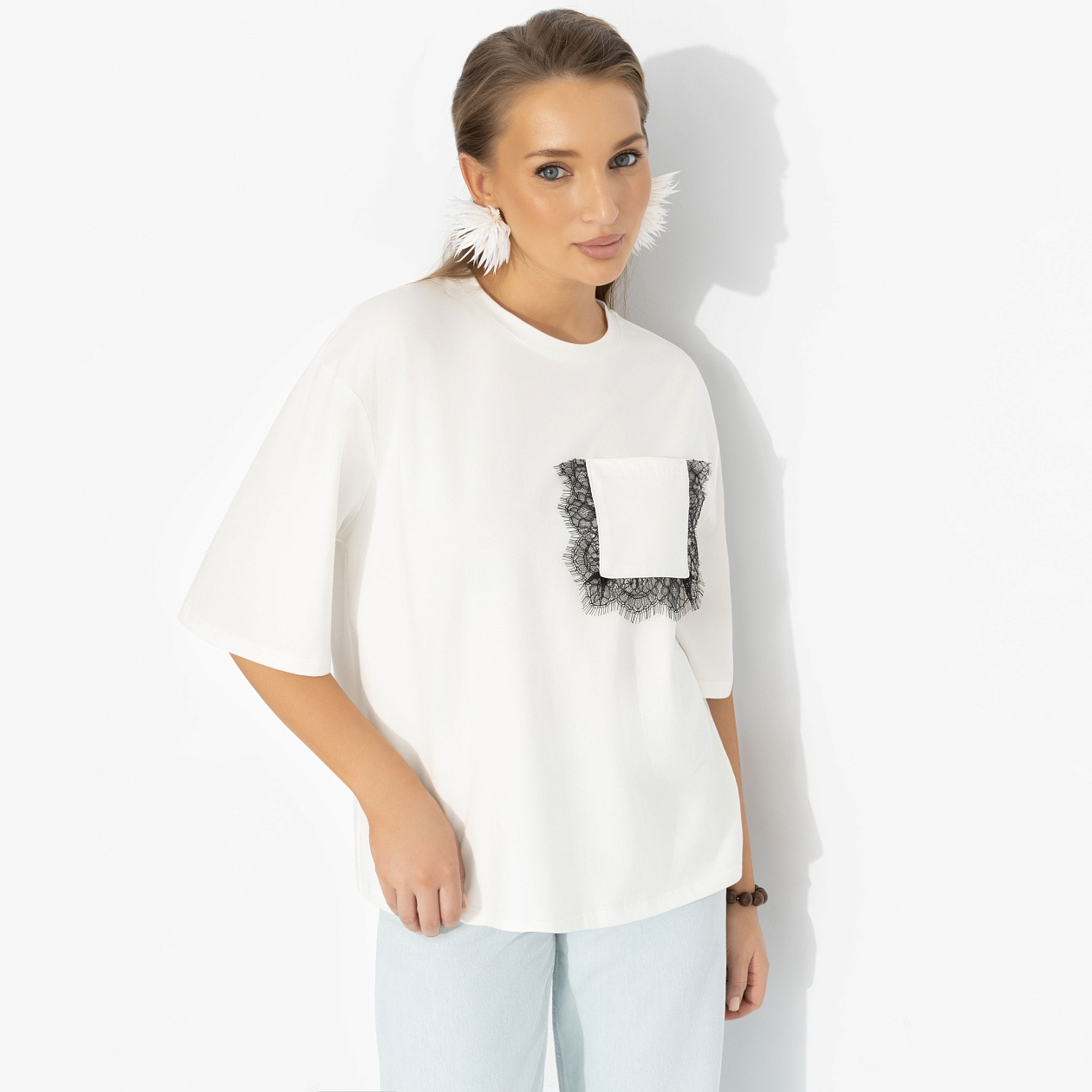 Футболка На стильной волне (белая). Состав: 95% хлопок, 5% лайкра