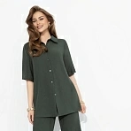 Рубашка из жатой ткани Шёлковая уверенность (dark green)