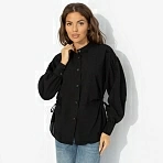 Рубашка с ажурной спинкой и сборками Невозможно оторваться (черная)