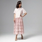 Платье комбинированное с кружевом Доведу до мечты (soft pink)