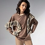 Лонгслив в стиле пэчворк Гардеробная магия (коричневый)