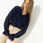 Блуза с воланами Гипнотический стиль (синяя)