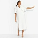 Платье со съемным объемным декором Сияние глянца (white)