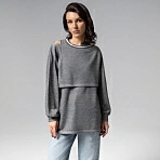 Лонгслив многослойный Преданная стилю (grey, 2 в 1)