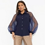 Блуза комбинированная с органзой Теория красоты (синяя туманность)