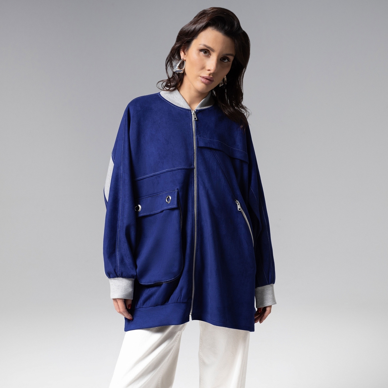 Бомбер Стильное вложение (oversize, S-M). Состав: 95% п/э, 5% спандекс