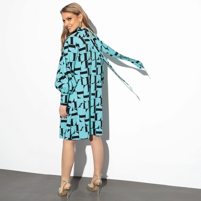 Платье Леди элегант (mint black). Состав: 95% п/э, 5% эластан