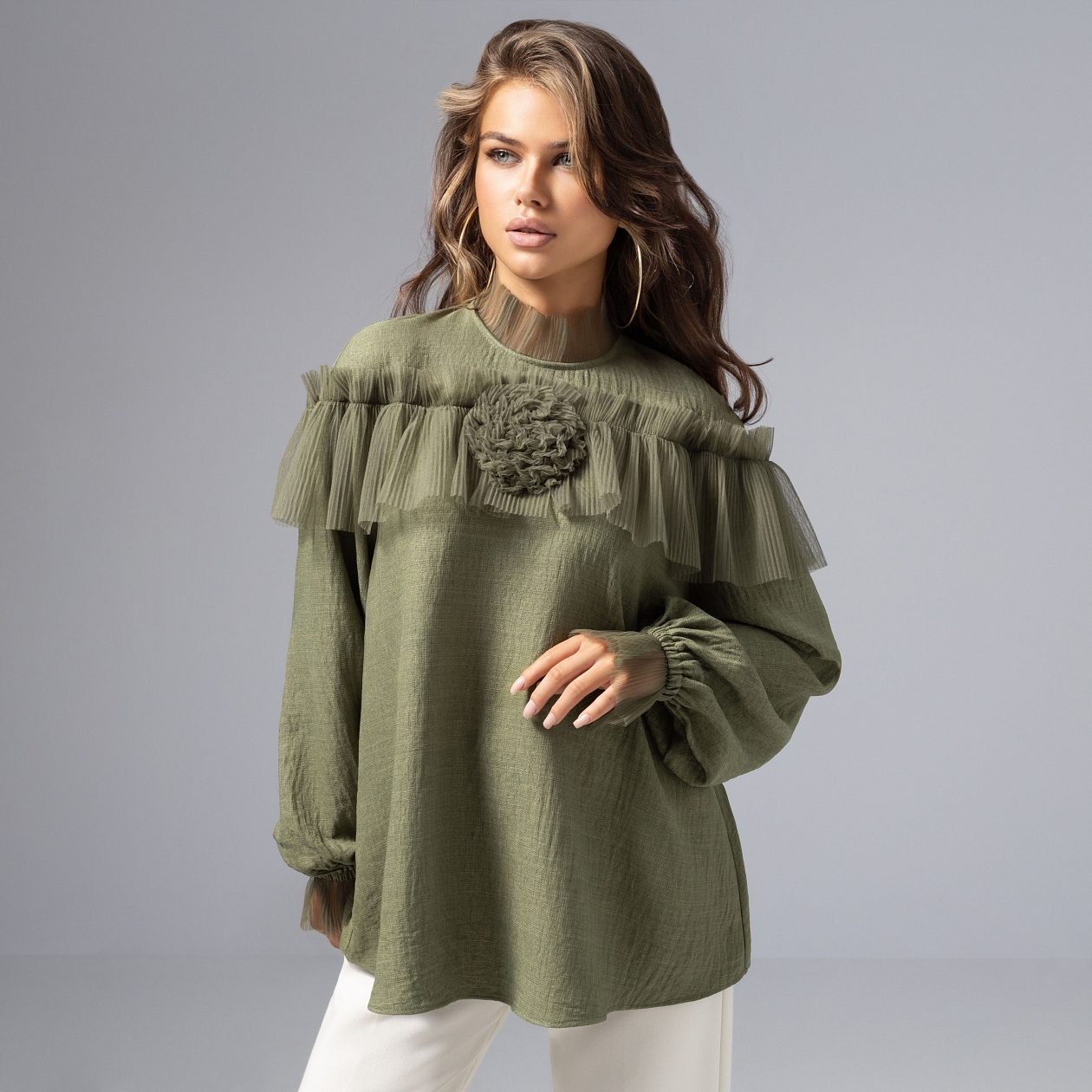 Блуза Мелодия сердца. Состав: 65% п/э, 30% вискоза, 5% спандекс