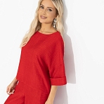 Брючный костюм Энергия цвета (red). Состав: 65% п/э, 30% вискоза, 5% эластан