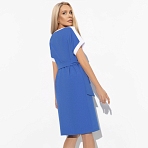 Платье Открытые границы (blue, с поясом). Состав: 80% п/э, 15% лен, 5% эластан