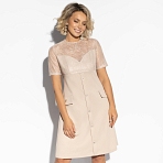 Платье Воплощение женственности (бежевое). Состав: 98% п/э, 2% спандекс