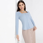 Блуза Аппетитные формы (небесный свет, с поясом). Состав: 60% полиэстер, 35% вискоза, 5% спандекс