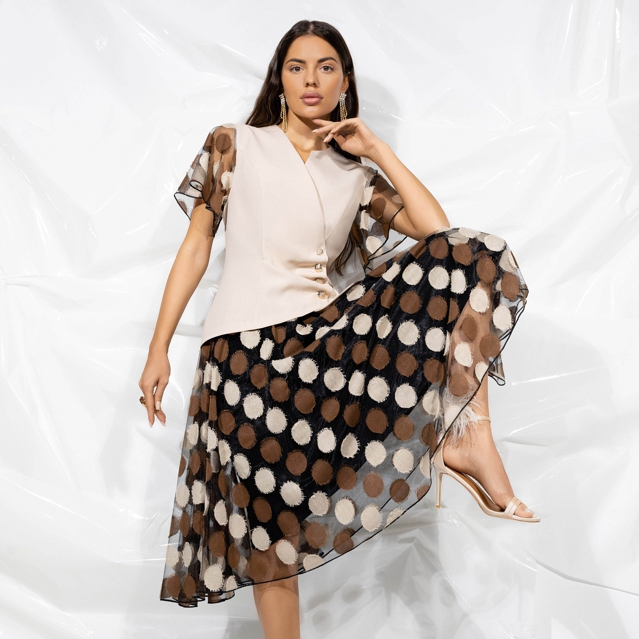 Костюм с юбкой Шаг к тебе (brown, 2 в 1). Состав: 90% полиэстер, 10% вискоза