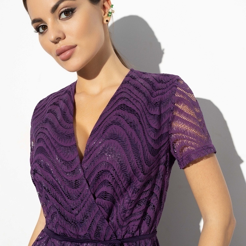 Платье Роскошь в деталях (violet, с поясом). Состав: 95% п/э, 5% спандекс