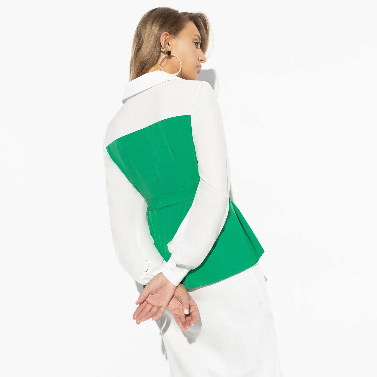 Блуза С высоты очарования (sexy green, с поясом). Состав: 95% п/э, 5% эластан
