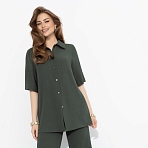 Рубашка из жатой ткани Шёлковая уверенность (dark green)