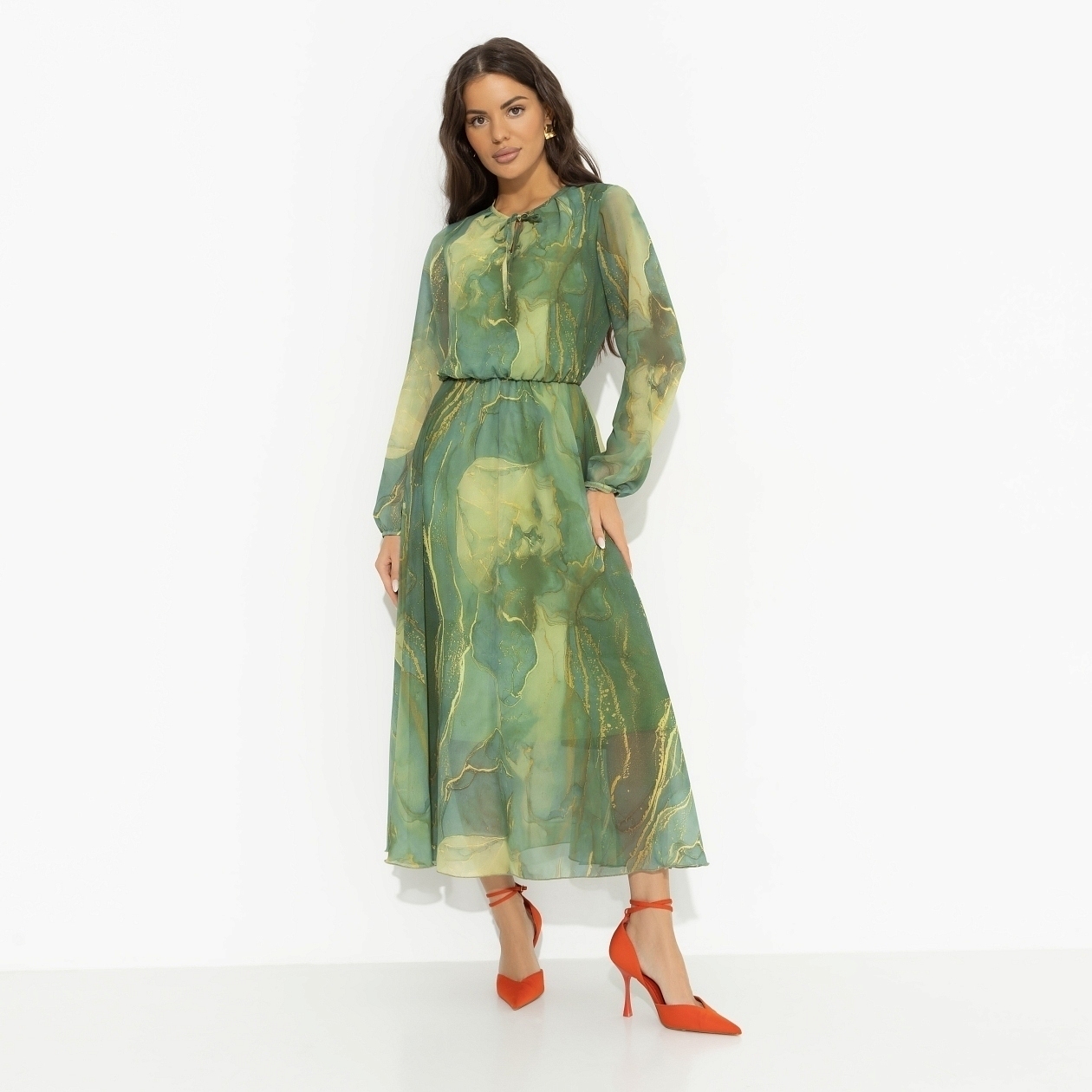 Летящие мгновения (green, new). Купить женские нарядные платья оптом от производителя. Платье Летящие мгновения (green, new). Состав: 100% полиэстер