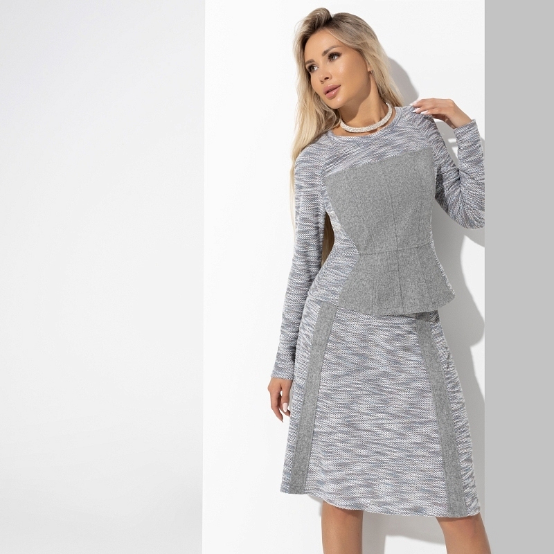 Комплект с юбкой Инста-стиль (2 в 1, grey ) . Состав: 60% полиэстер, 35% вискоза, 5% эластан