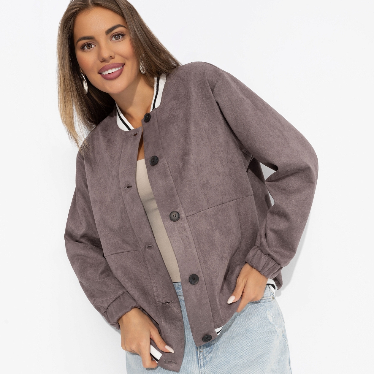 Бомбер Любуйся мной (коричневый). Состав: 92% полиэстер, 8% спандекс