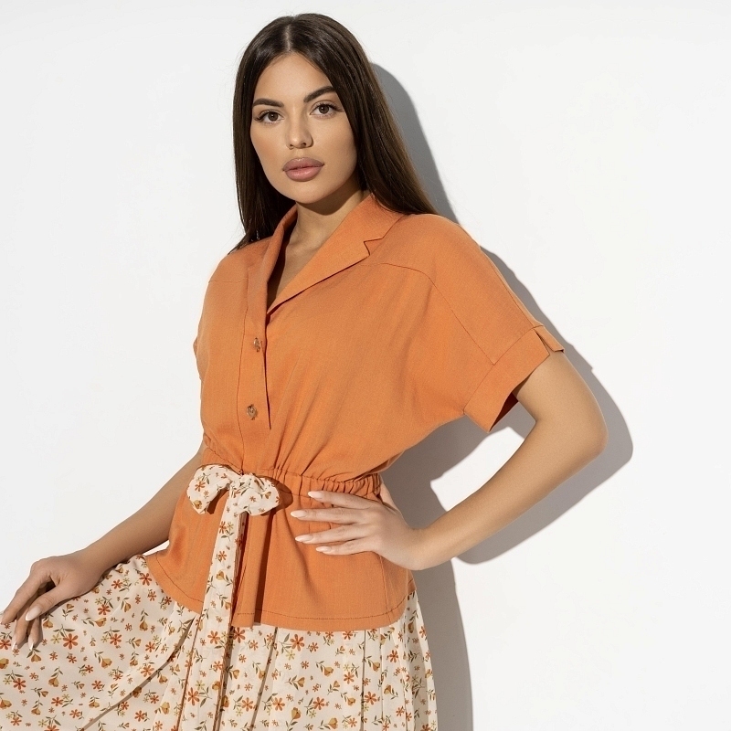 Костюм с юбкой Светские манеры (fleur orange, 2 в 1). Состав: 70% полиэстер, 25% вискоза, 5% спандекс