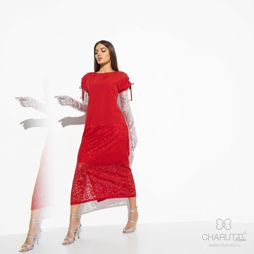 Платье Роскошь изящества (passion red). Состав: 95% п/э, 5% спандекс