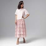 Платье комбинированное с кружевом Доведу до мечты (soft pink)