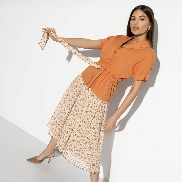 Костюм с юбкой Светские манеры (fleur orange, 2 в 1) 