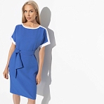 Платье Открытые границы (blue, с поясом). Состав: 80% п/э, 15% лен, 5% эластан
