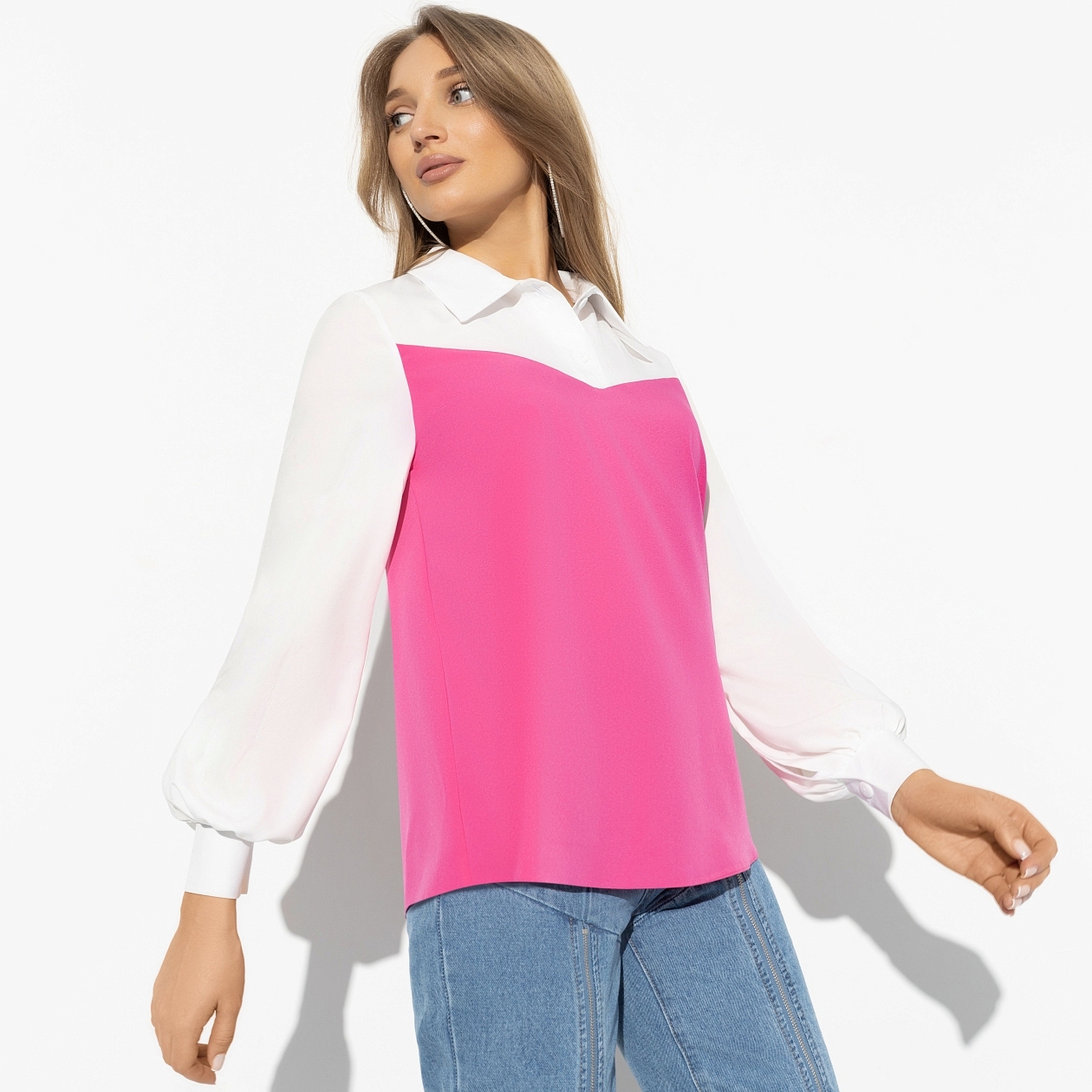 Блуза С высоты очарования (colorful, с поясом). Состав: 95% п/э, 5% эластан
