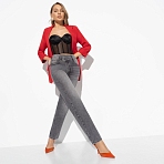 Джинсы mom дизайнерские Rome (grey, с косой застежкой)