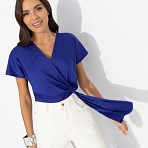 Блуза Откройся желаниям (синяя). Состав: 65% п/э, 30% вискоза, 5% спандекс