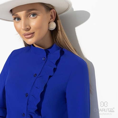 Блуза Стильный бенефис (extra blue). Состав: 95% п/э, 5% эластан
