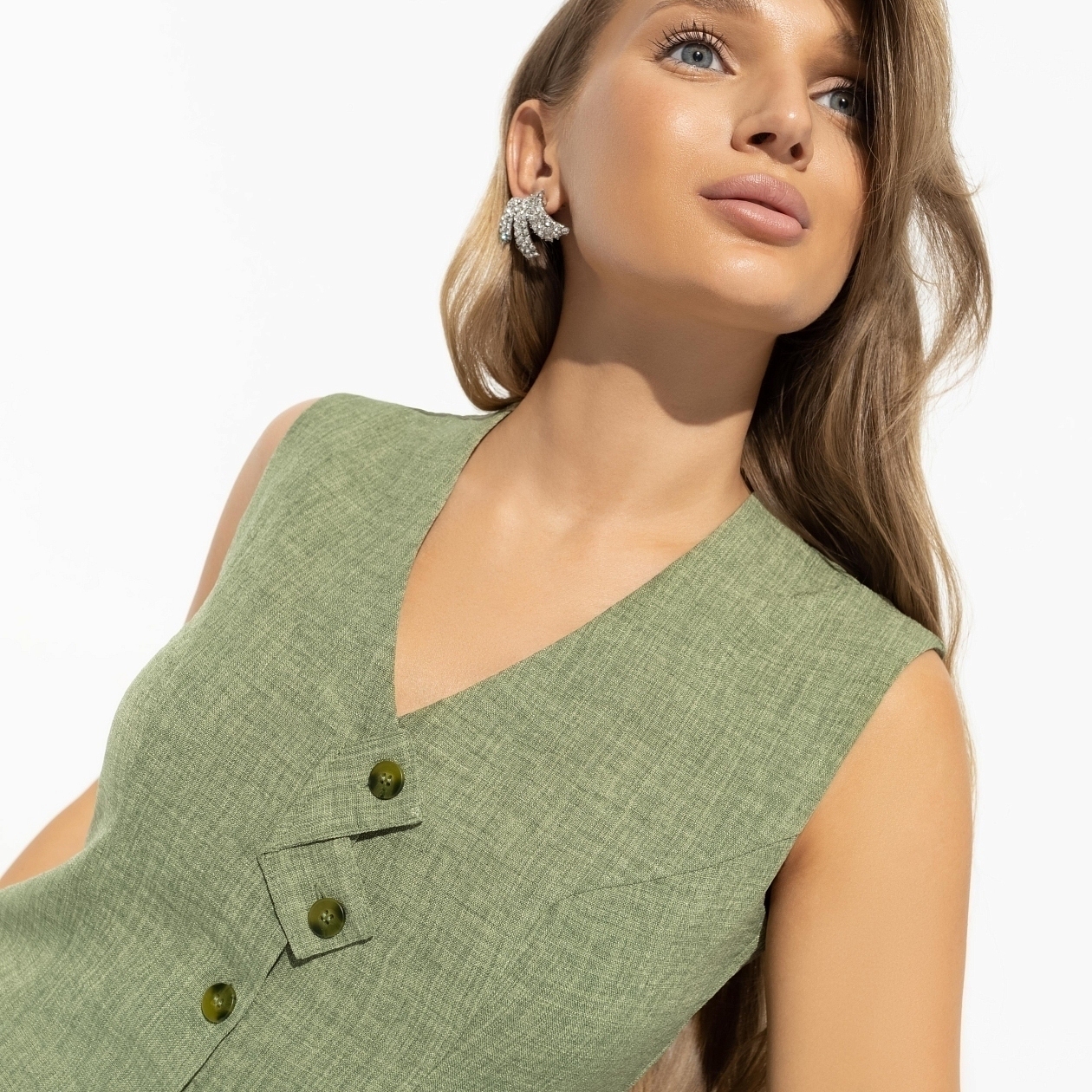 Стильная львица (green). Состав: 80% п/э, 15% лен, 5% спандекс