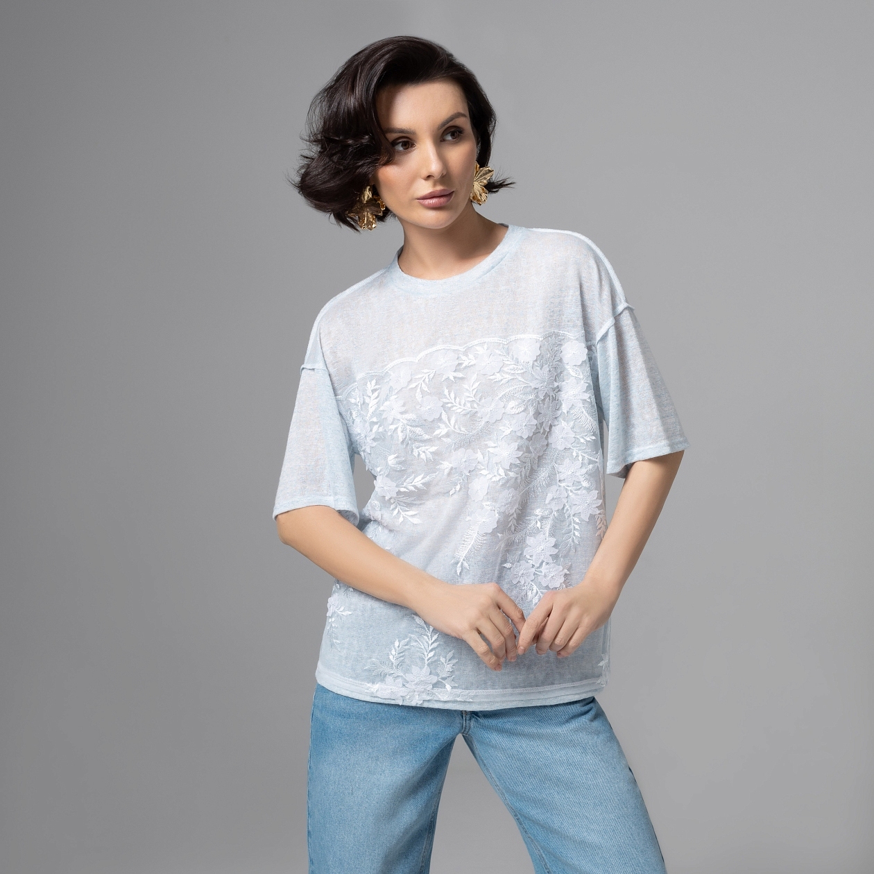 Футболка Буду тебе сниться (голубой меланж). Состав: 65% п/э, 30% вискоза, 5% спандекс