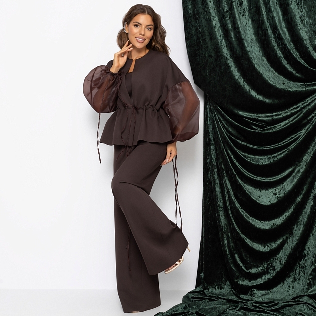 Брючный костюм Серьезная леди (2 в 1, брауни)
