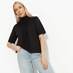 Водолазка комбинированная с кружевом Фирменное приветствие (черная, со вставкой)