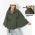 Жакет-кейп на подкладе Дикое притяжение (с поясом, хаки)