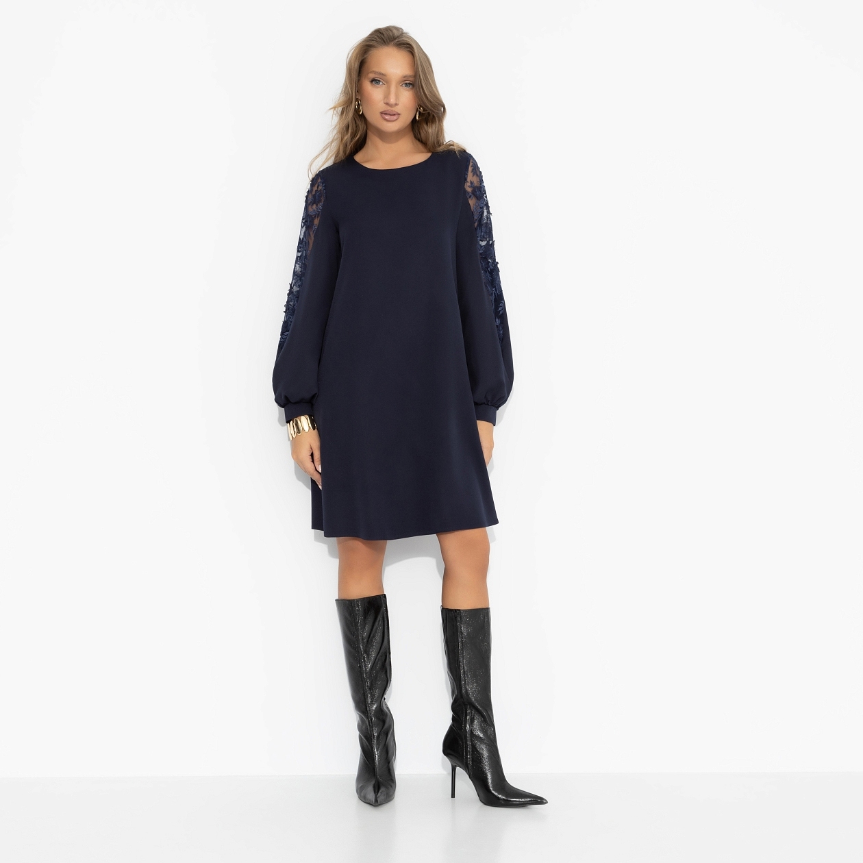 Платье Секрет любви (синее). Состав: 95% п/э, 5% эластан