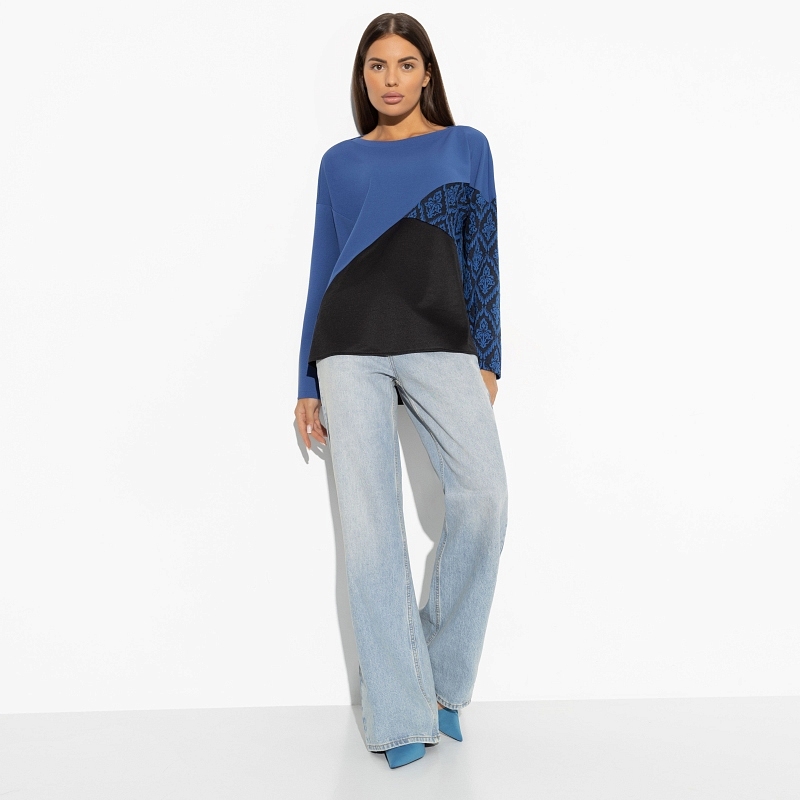 Туника Геометрия стиля (blue fashion). Состав: 75% полиэстер, 20% вискоза, 5% спандекс