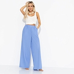 Брюки свободного силуэта Легкость льна (голубые)