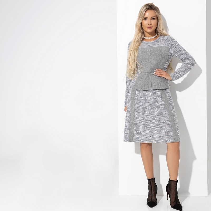 Комплект с юбкой Инста-стиль (2 в 1, grey ) . Состав: 60% полиэстер, 35% вискоза, 5% эластан