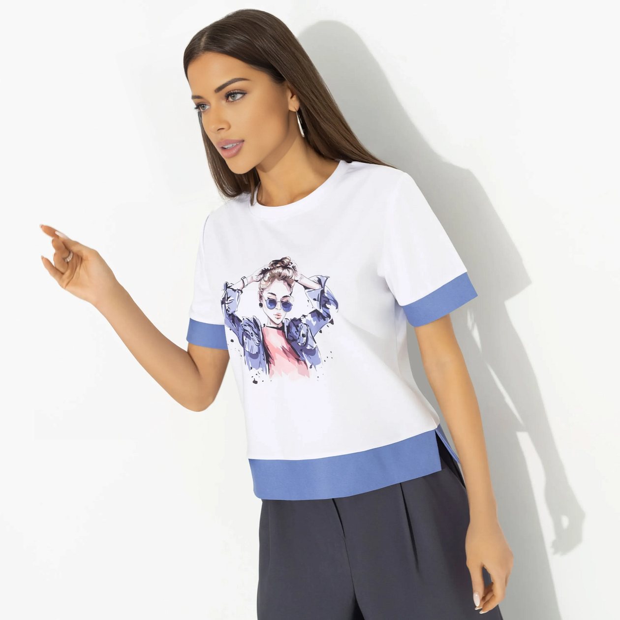 Футболка Только комплименты (girl). Состав: 65% п/э, 30% вискоза, 5% стрейч