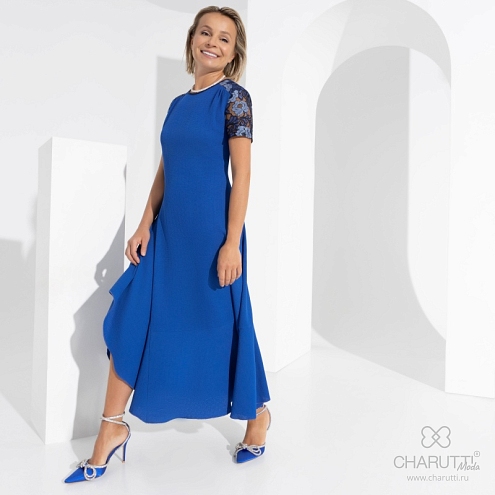 Платье Модный импульс (blue). Состав: 50% вискоза, 45% п/э, 5% спандекс