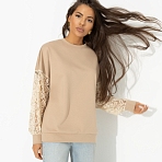 Свитшот комбинированный с кружевом Роскошь без пафоса