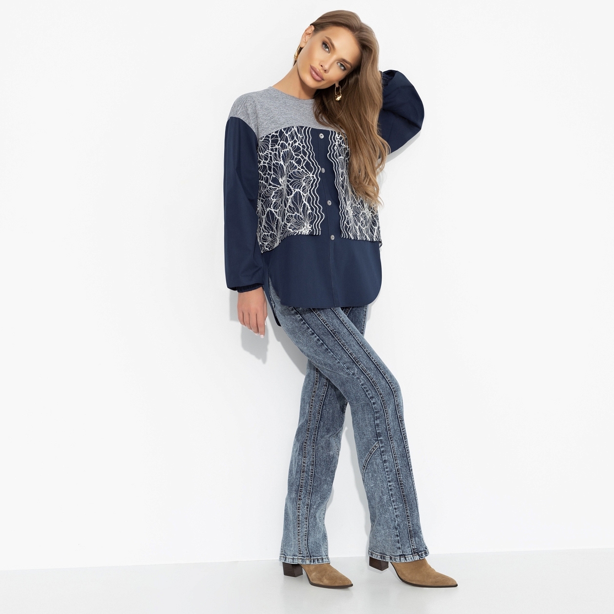 Стиль по-взрослому (скай). Состав: 65% п/э, 30% хлопок, 5% спандекс