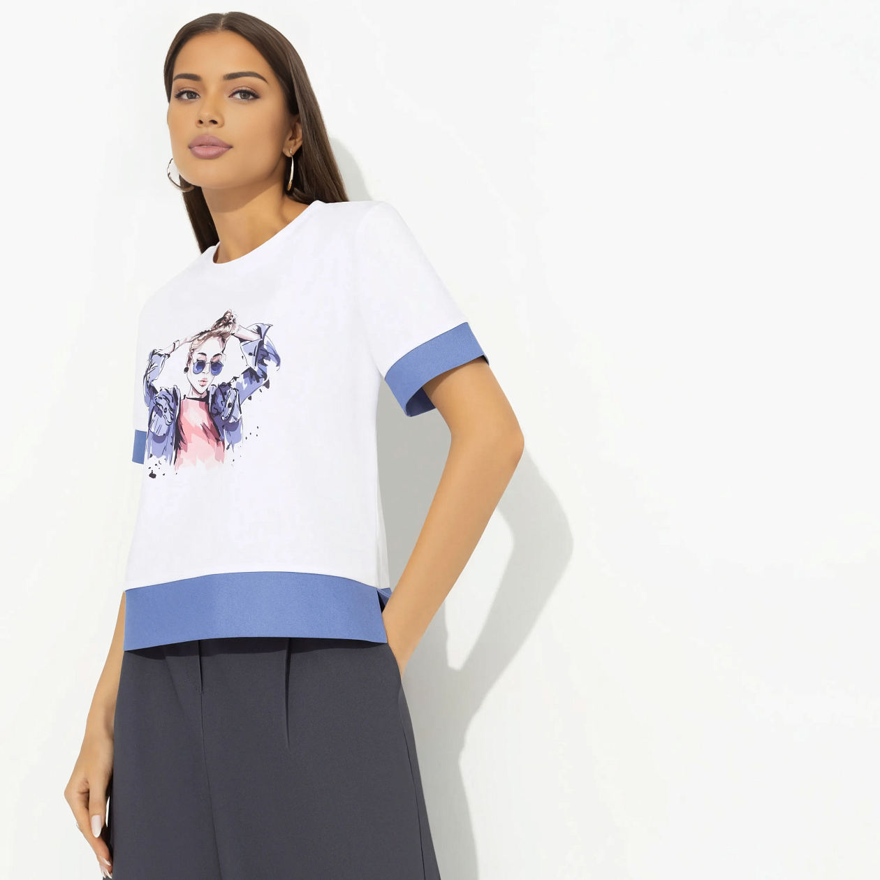 Футболка Только комплименты (girl). Состав: 65% п/э, 30% вискоза, 5% стрейч